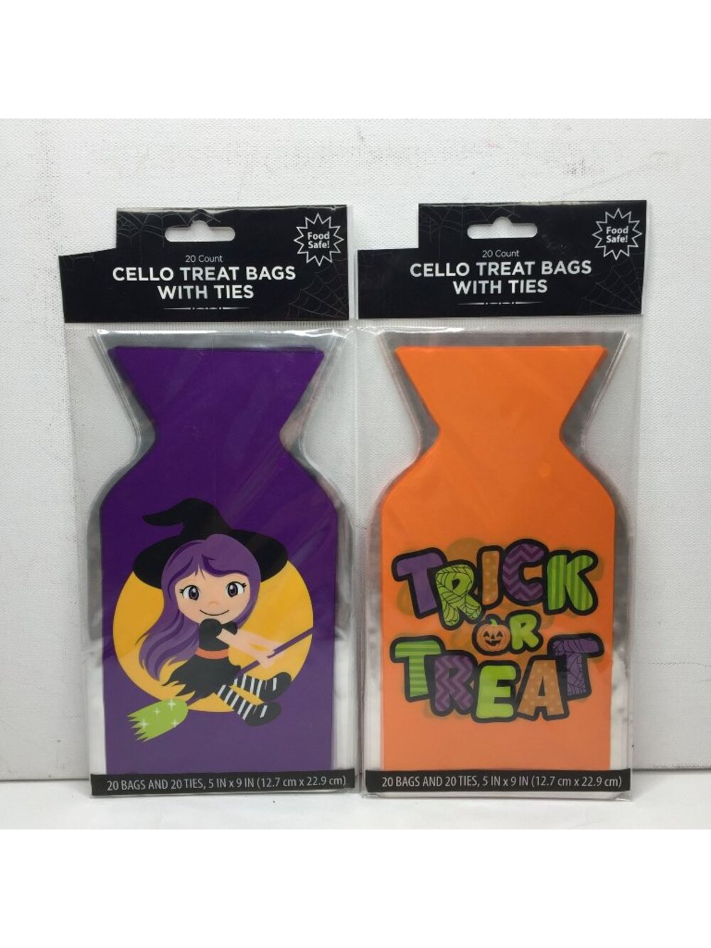 Halloween Set 40 Cello Trick or Treat Bags w Ties Witch Food Safe Purple Orange